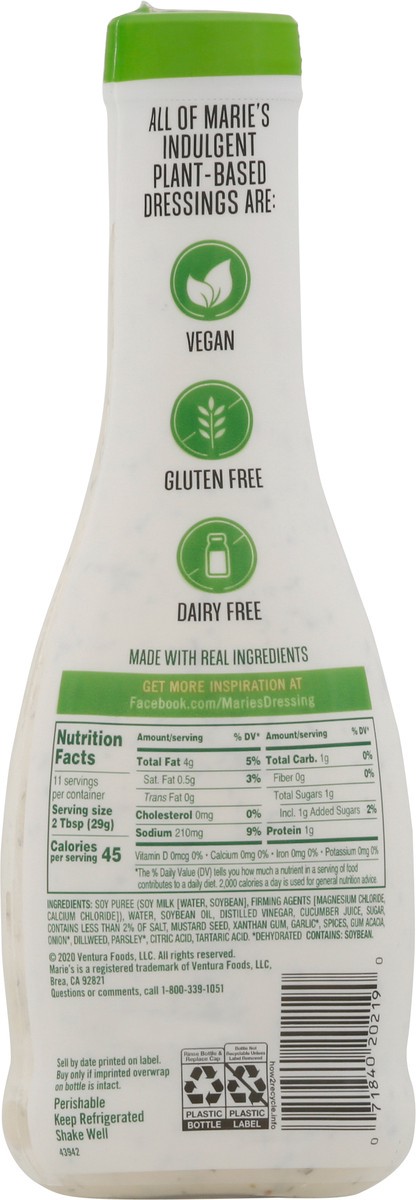 slide 2 of 9, Marie's Plant Based Creamy Dill Ranch Dressing 11.5 fl oz, 11.5 fl oz