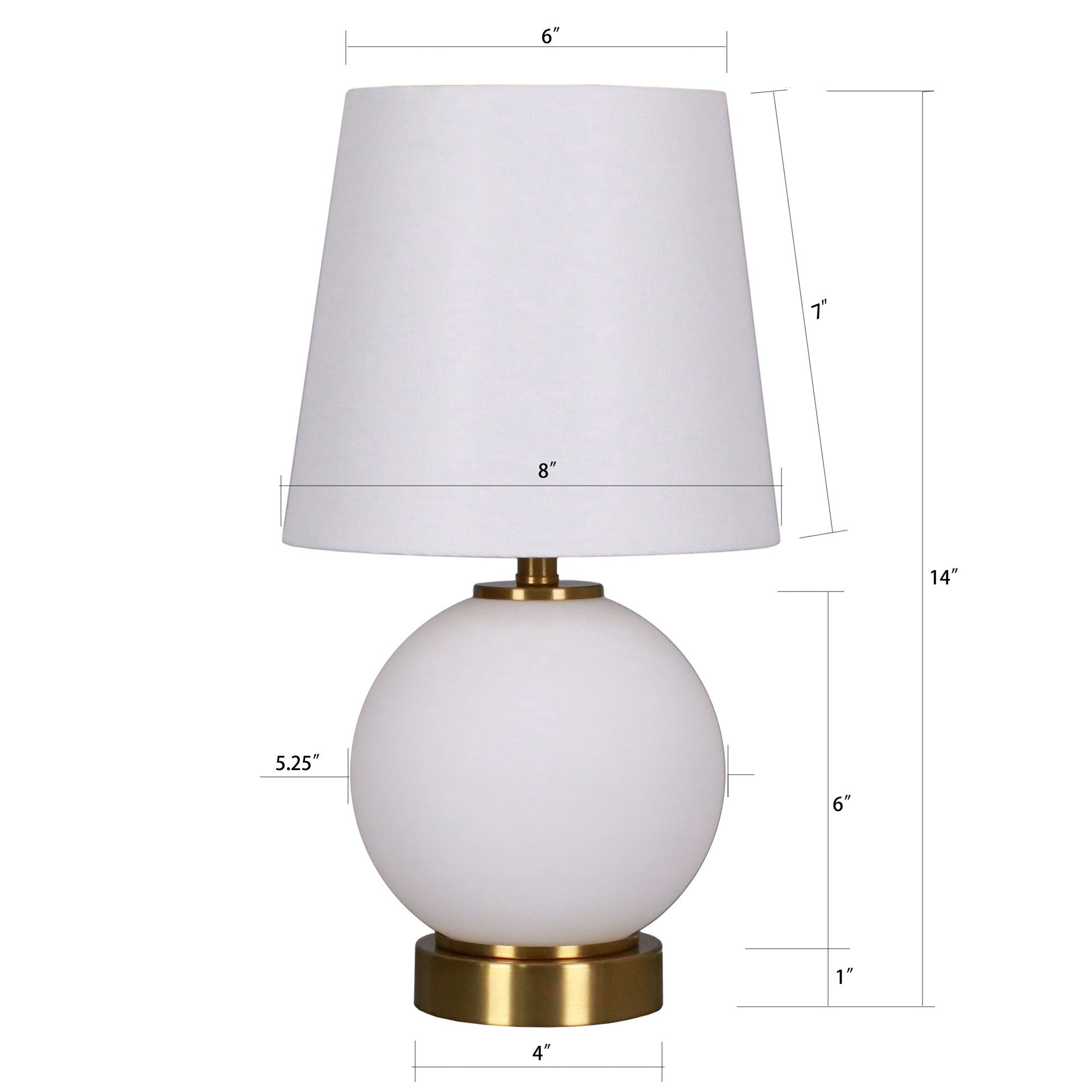 slide 2 of 4, 14" Gold & White Glass Table Lamp With White Fabric Shade By Ashland, 8 in x 8 in x 14 in