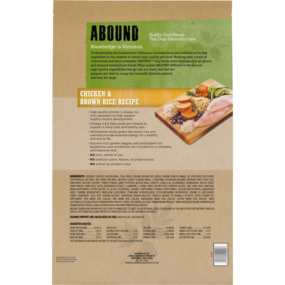slide 3 of 4, Abound Chicken & Brown Rice Recipe Dry Dog Food, 14 lb