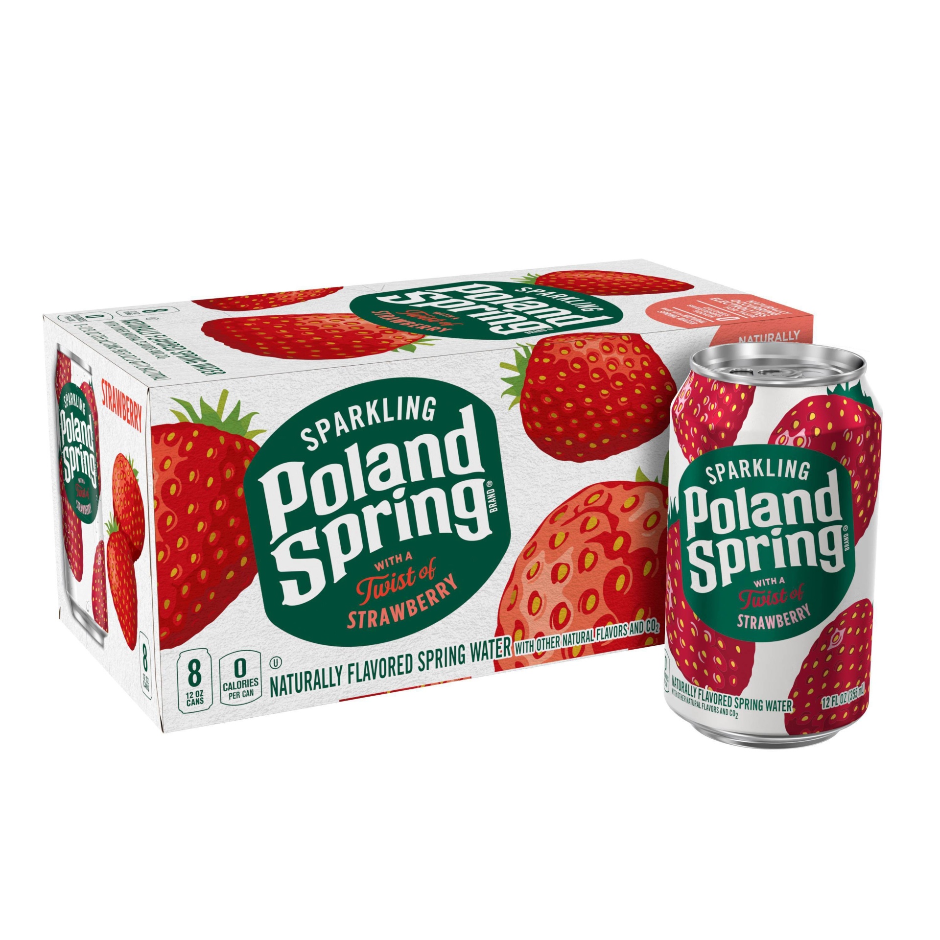 slide 1 of 1, Poland Spring Strawberry Sparkling Water - 8 ct; 12 fl oz, 8 ct; 12 fl oz