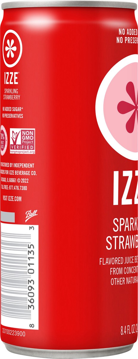 slide 6 of 8, Izze Sparkling Juice Flavored Beverage Strawberry 8.4 Fl Oz, 8.4 oz