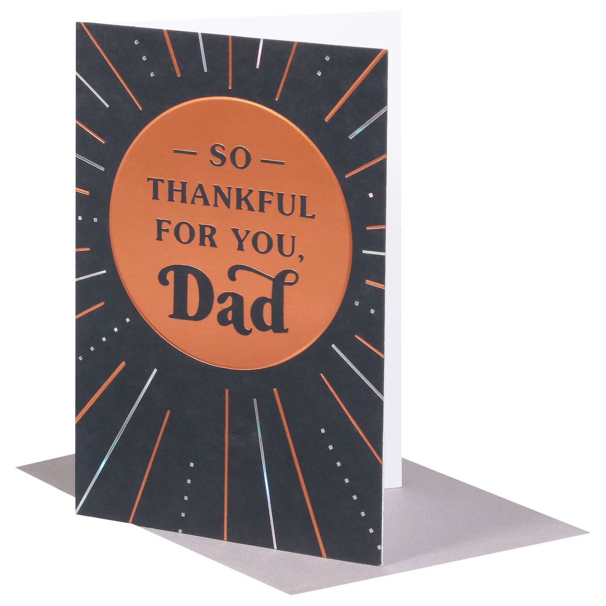 slide 6 of 9, American Greetings Show dad how grateful you are with this sophisticated birthday card. Featuring a bold design with gold and silver foil stamping on a black background, this card is sure to be one he''ll appreciate. The message tells him how thankful you are for him and inside there''s plenty of room to write your own personalized note. He''s definitely going to love this sweet card. Envelope included., 1 ct