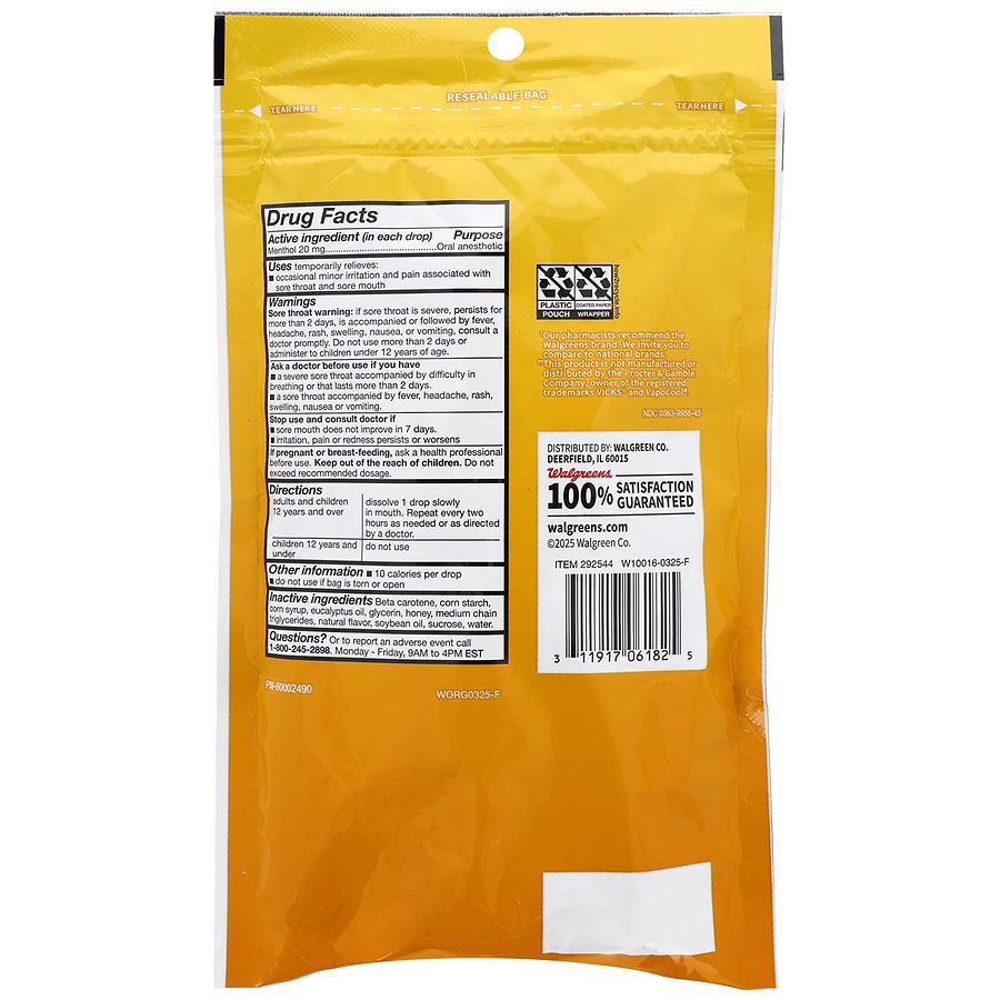 slide 3 of 5, Walgreens Severe Cooling Throat Drops Honey Lemon, 45 ct