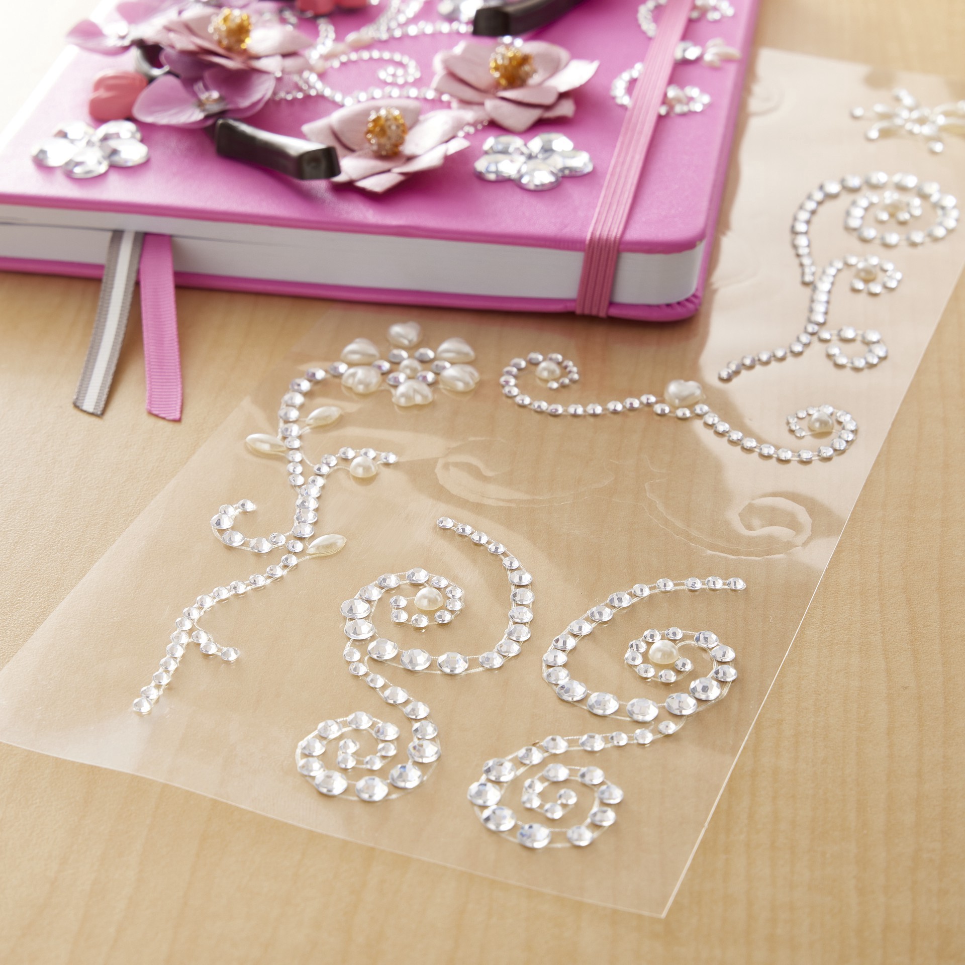 slide 4 of 4, Clear Pearl Border Bling Stickers By Recollections, 3.9 in x 7.1 in