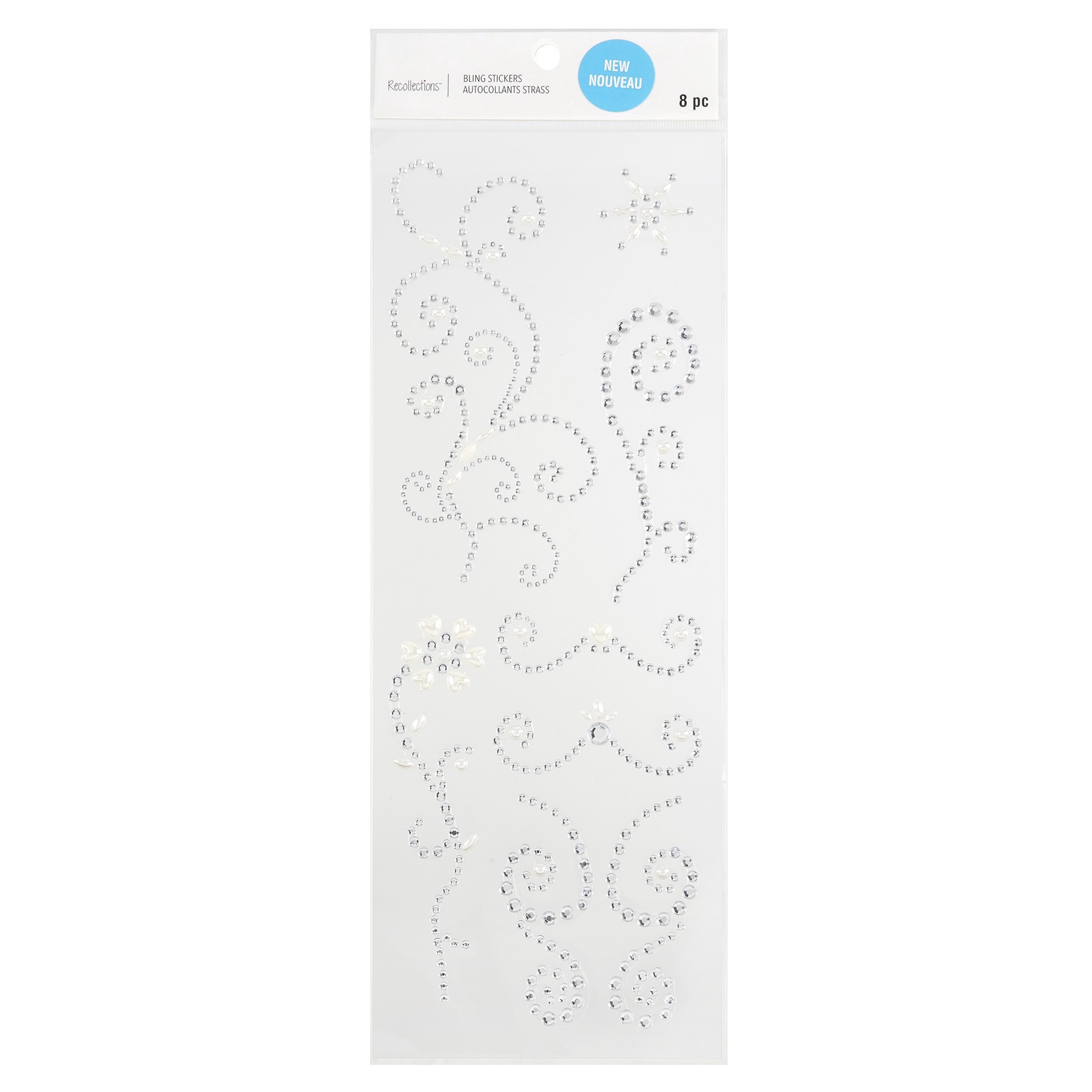 slide 2 of 4, Clear Pearl Border Bling Stickers By Recollections, 3.9 in x 7.1 in