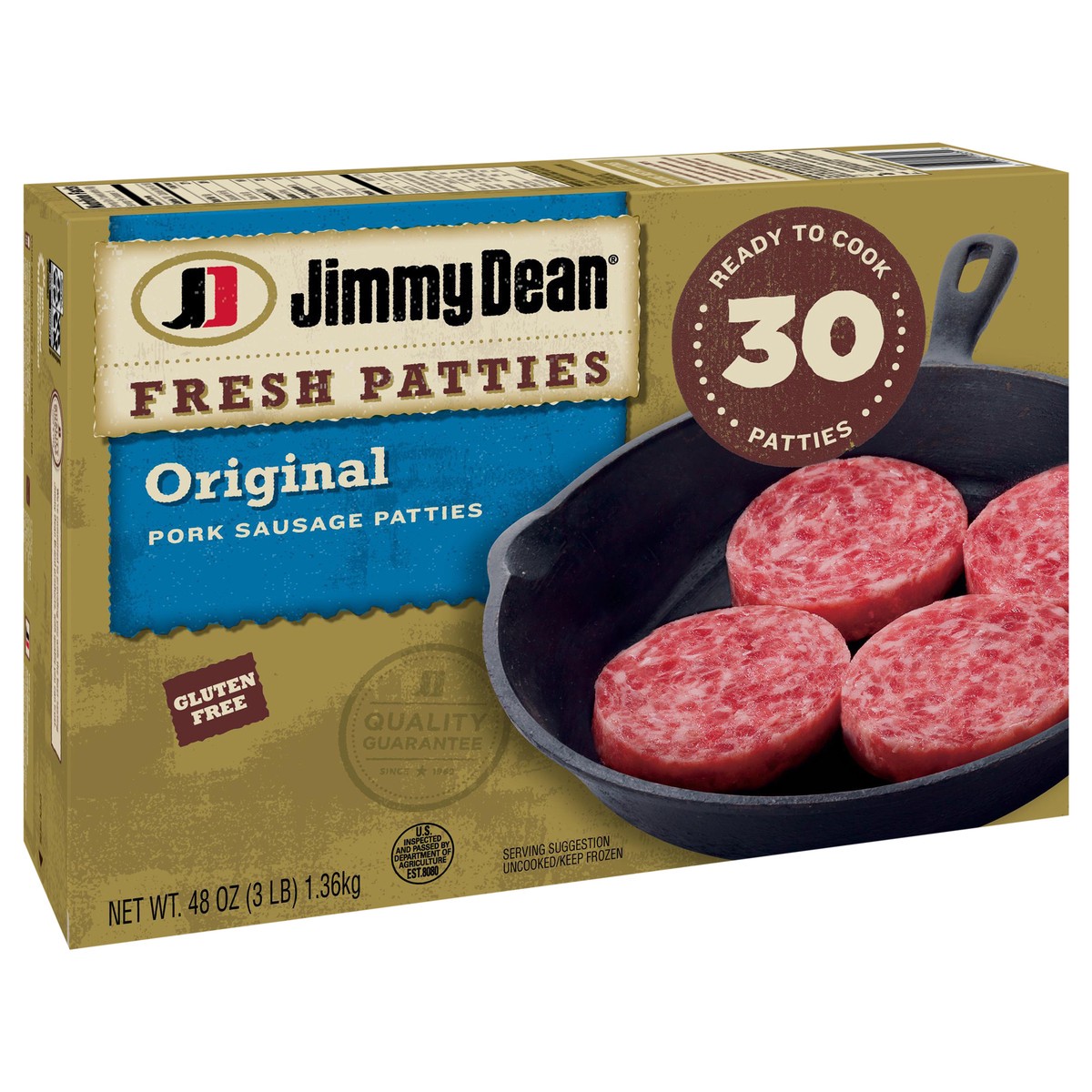 slide 2 of 10, Jimmy Dean Premium All-Natural Pork Breakfast Sausage Patties, 30 Count, 1.36 kg