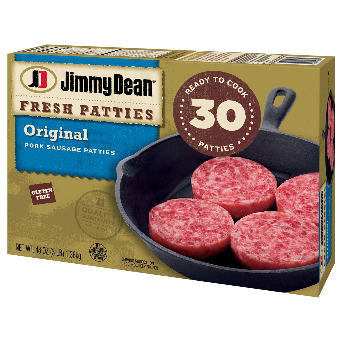 slide 10 of 10, Jimmy Dean Premium All-Natural Pork Breakfast Sausage Patties, 30 Count, 1.36 kg