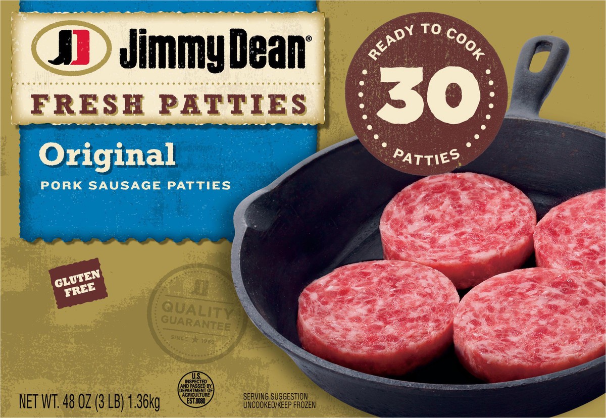 slide 6 of 10, Jimmy Dean Premium All-Natural Pork Breakfast Sausage Patties, 30 Count, 1.36 kg