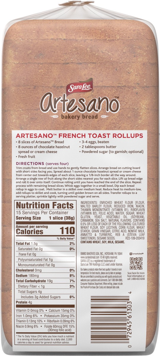 slide 2 of 7, Sara Lee Artesano Cinnamon Bread, 20 oz