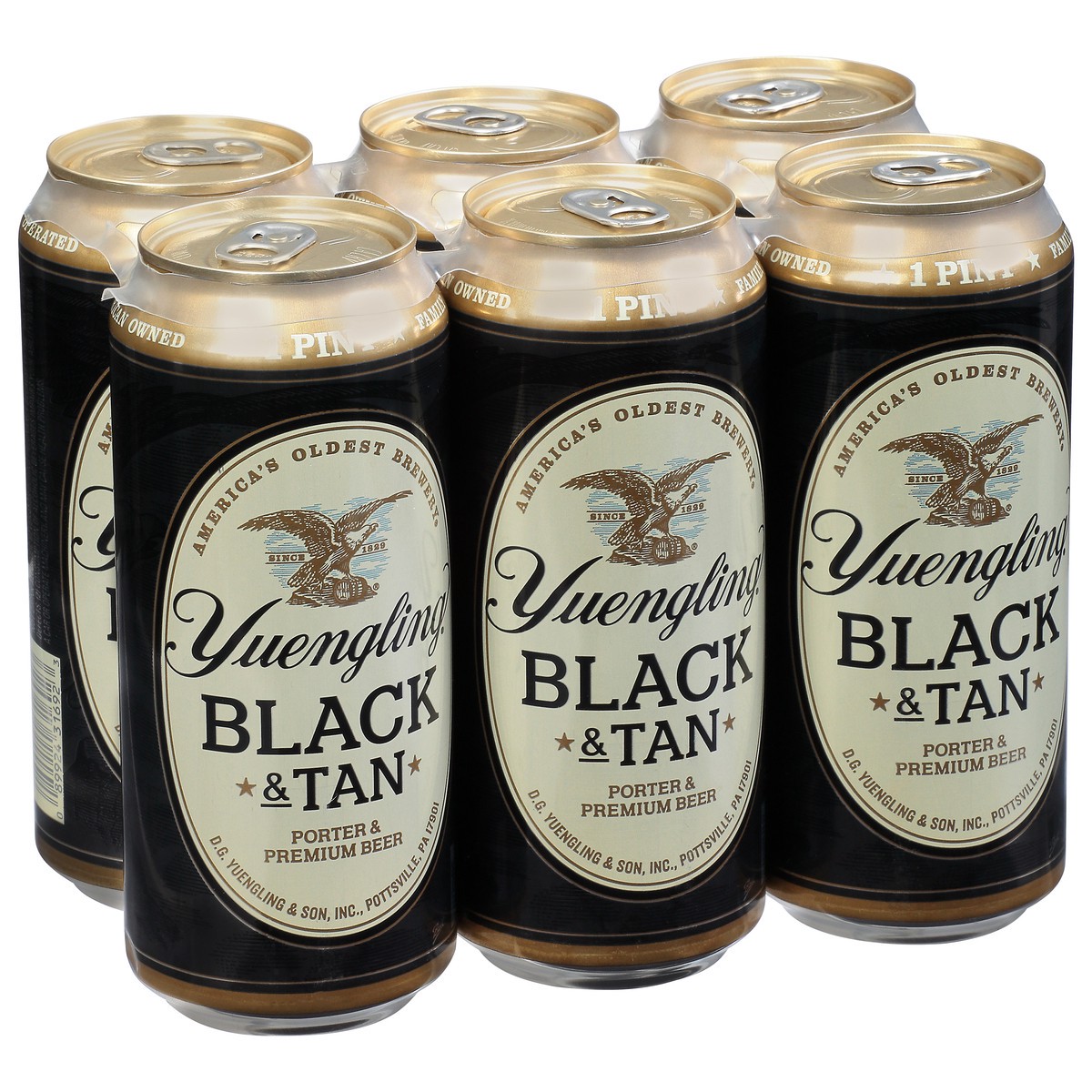 slide 9 of 12, Yuengling Black & Tan Beer 6 - 16 fl oz Cans, 6 ct