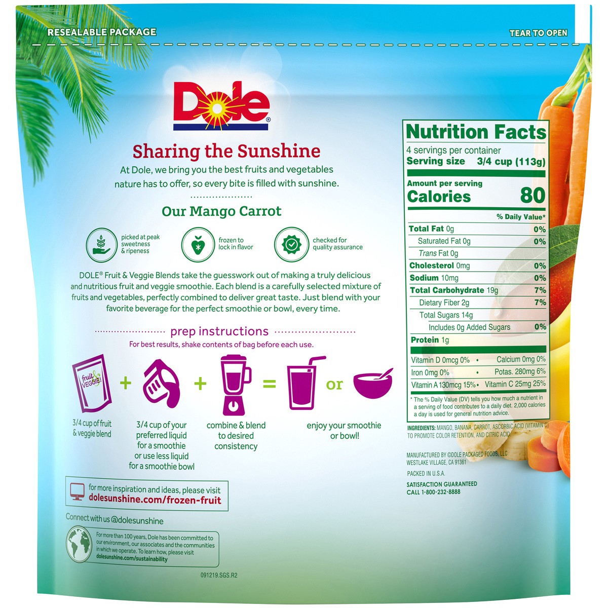 slide 3 of 9, Dole Fruit & Veggie Blends, 16 oz