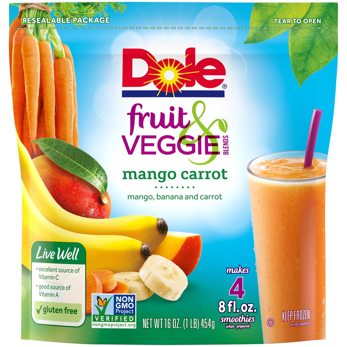 slide 8 of 9, Dole Fruit & Veggie Blends, 16 oz