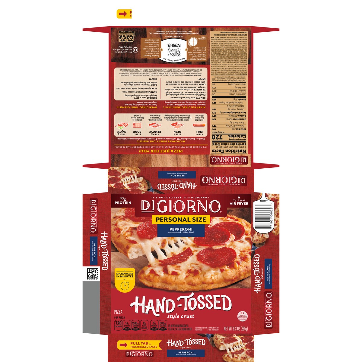 slide 13 of 15, DiGiorno Pepperoni Frozen Personal Pizza on a Hand-Tossed Style Traditional Crust, 9.3 oz