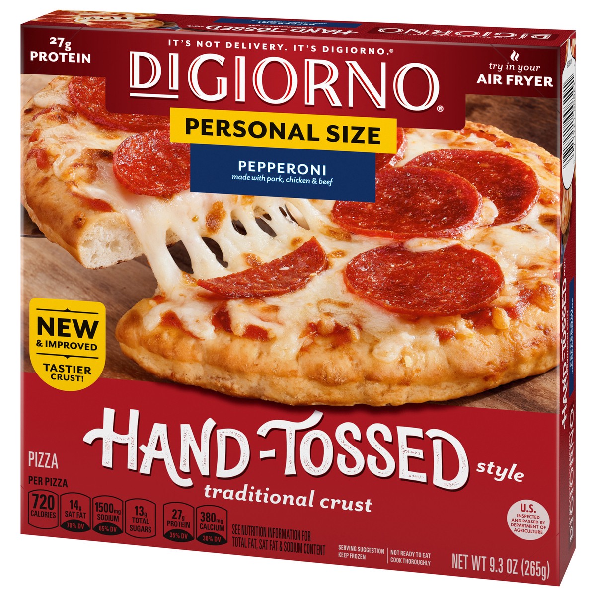 slide 14 of 15, DiGiorno Pepperoni Frozen Personal Pizza on a Hand-Tossed Style Traditional Crust, 9.3 oz