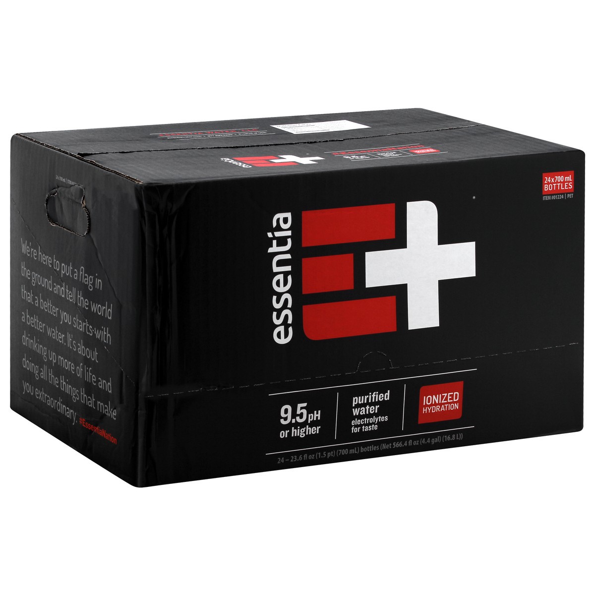 slide 5 of 10, Essentia Bottled Water, 700 mL, 24-Pack, Ionized Alkaline Water, 24 ct