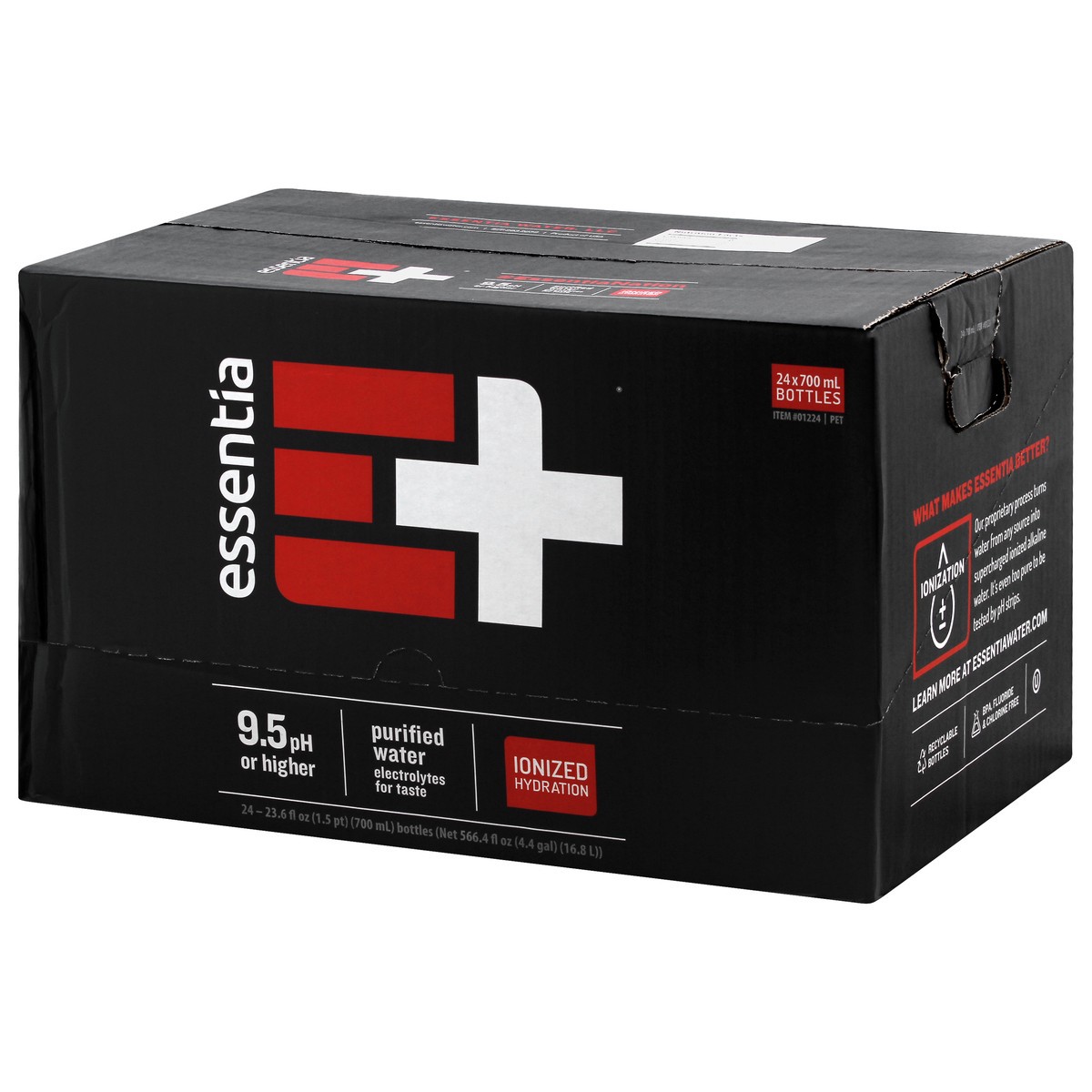 slide 9 of 10, Essentia Bottled Water, 700 mL, 24-Pack, Ionized Alkaline Water, 24 ct