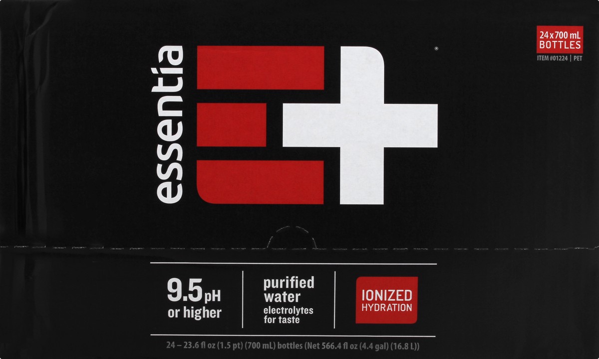 slide 2 of 10, Essentia Bottled Water, 700 mL, 24-Pack, Ionized Alkaline Water, 24 ct