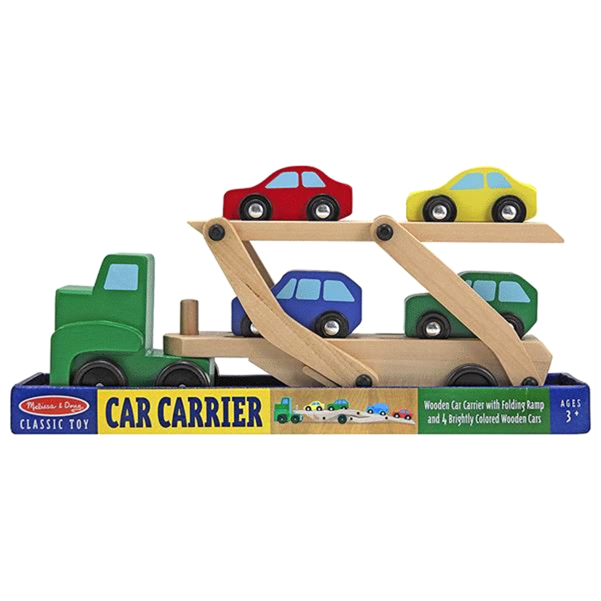 slide 1 of 1, Melissa & Doug Car Carrier Truck and Cars Wooden Toy Set With 1 Truck and 4 Cars, 1 ct