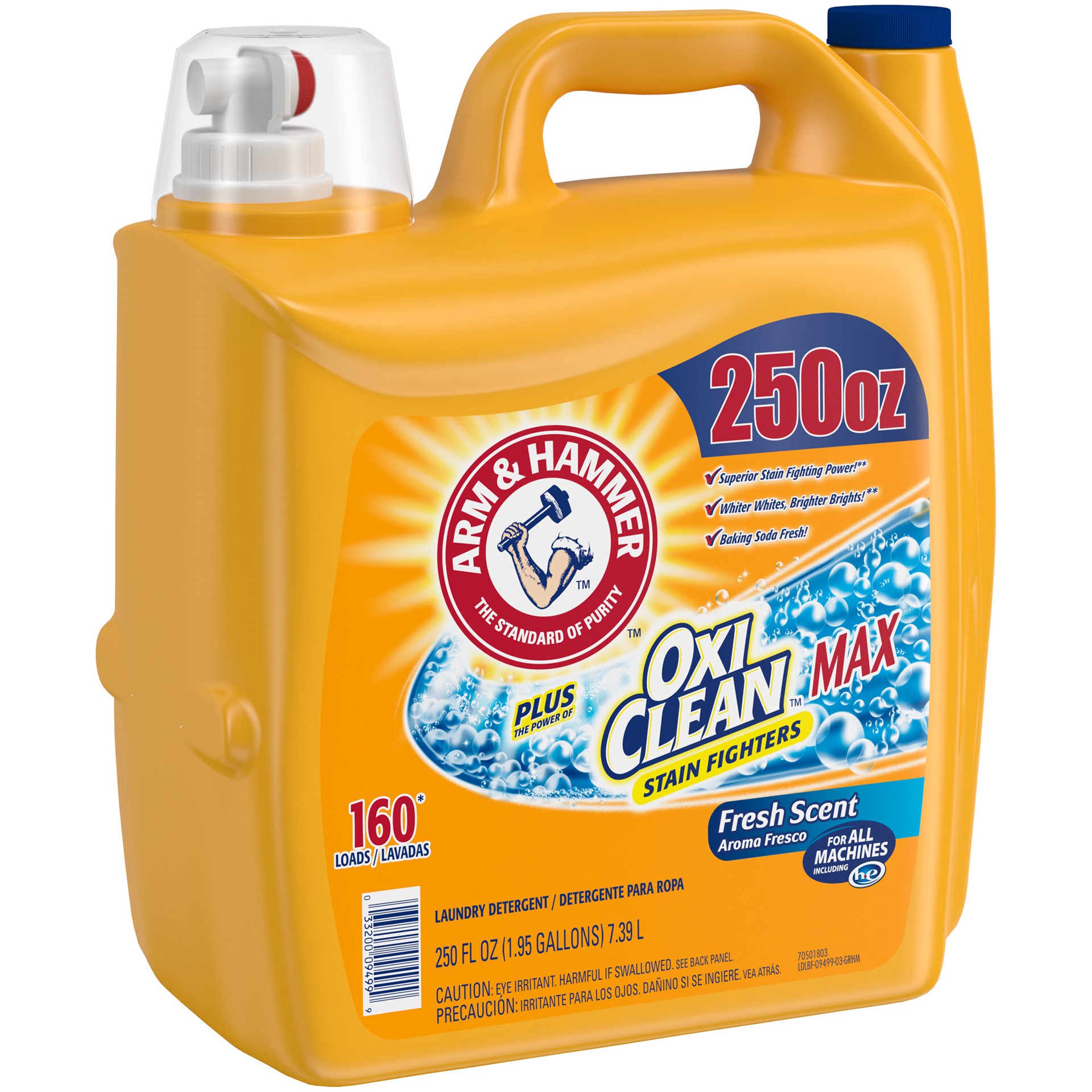 slide 2 of 4, Arm & Hammer Plus OxiClean MAX, 160 Loads Liquid Laundry Detergent, 250 Fl oz, 