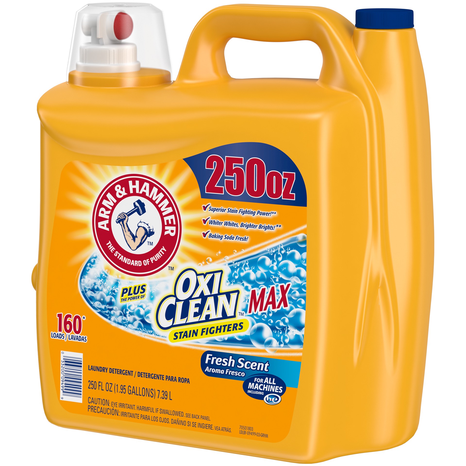 slide 4 of 4, Arm & Hammer Plus OxiClean MAX, 160 Loads Liquid Laundry Detergent, 250 Fl oz, 