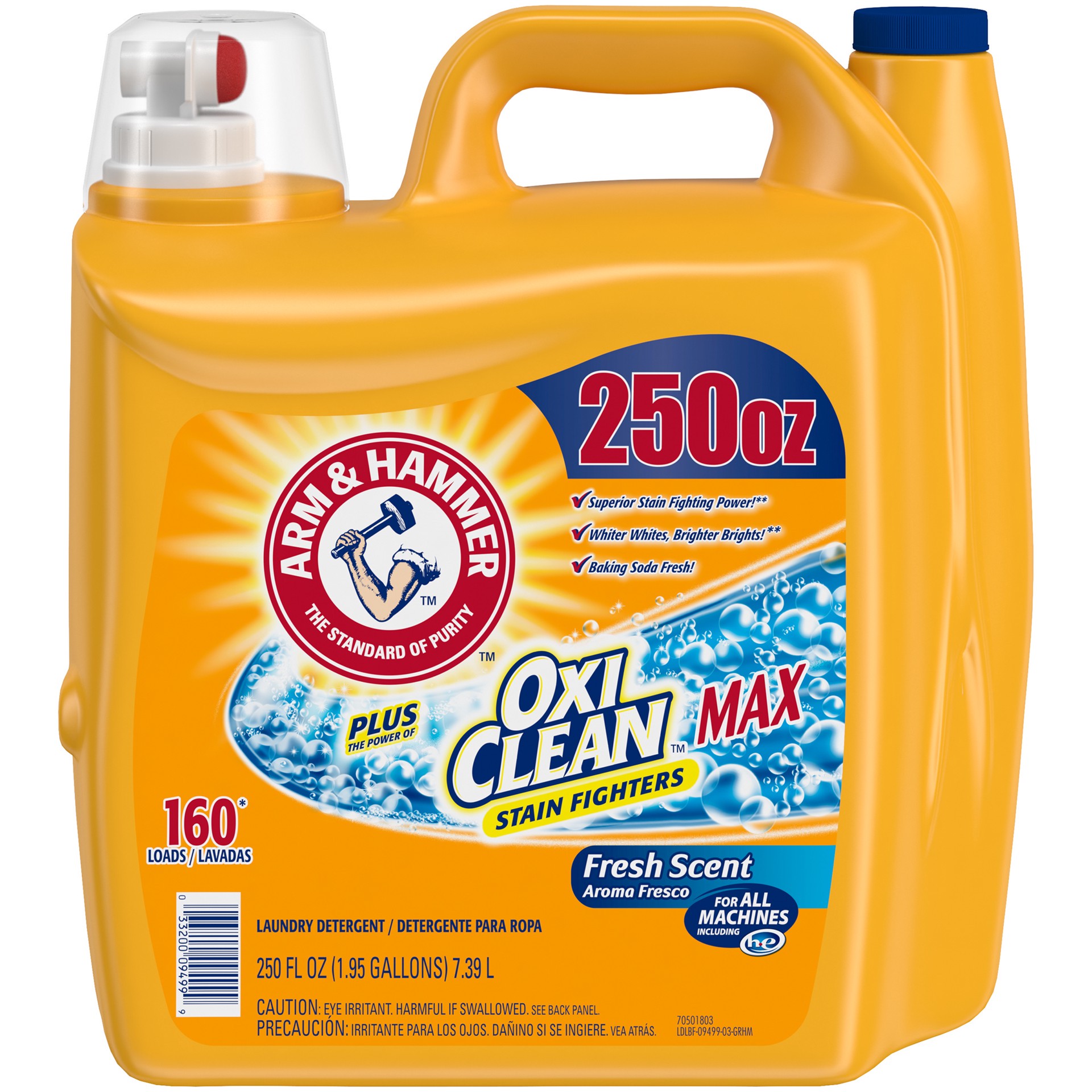 slide 1 of 4, Arm & Hammer Plus OxiClean MAX, 160 Loads Liquid Laundry Detergent, 250 Fl oz, 