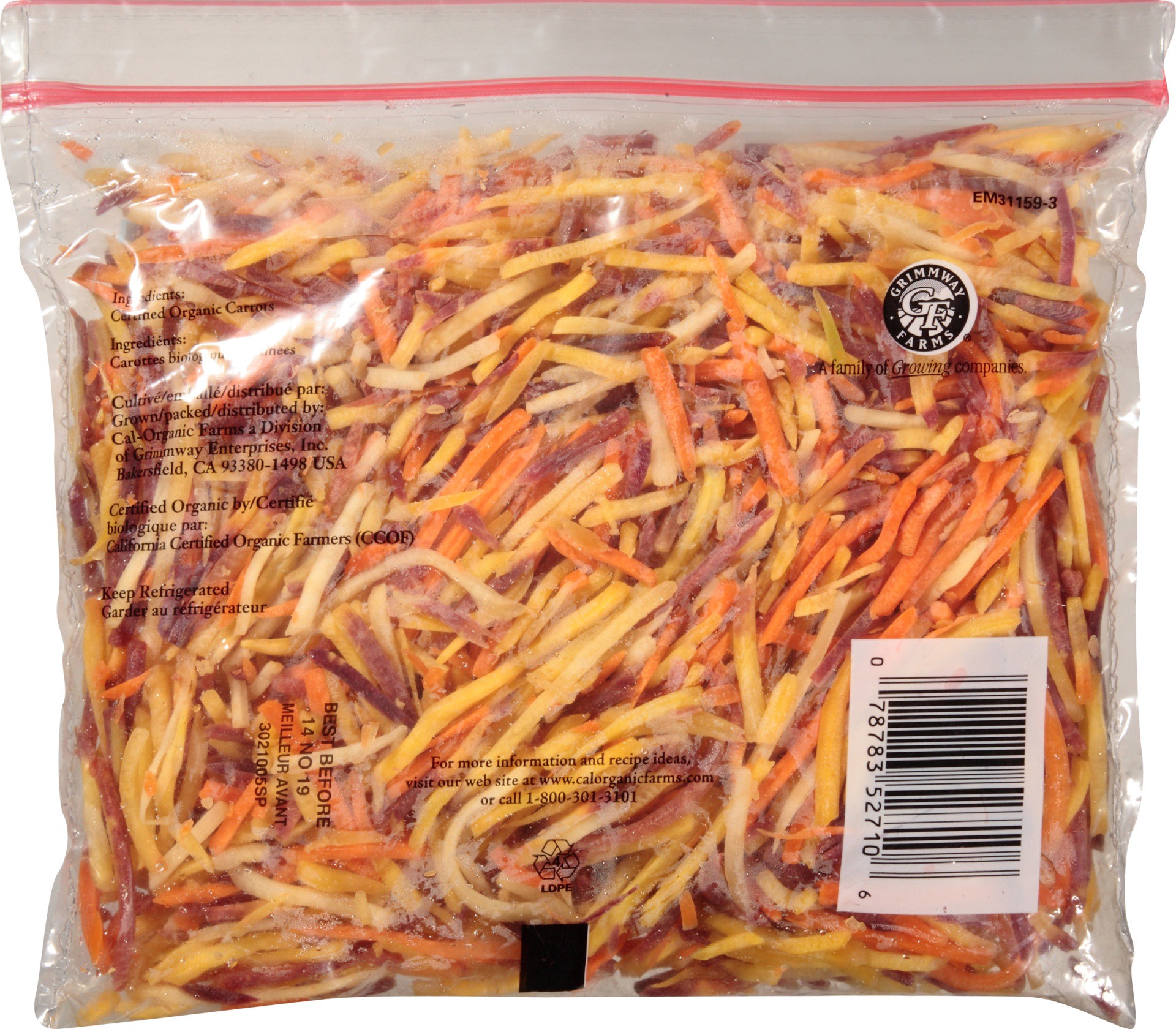 slide 4 of 5, Cal-Organic Farms Colorshred Carrots, 10 oz