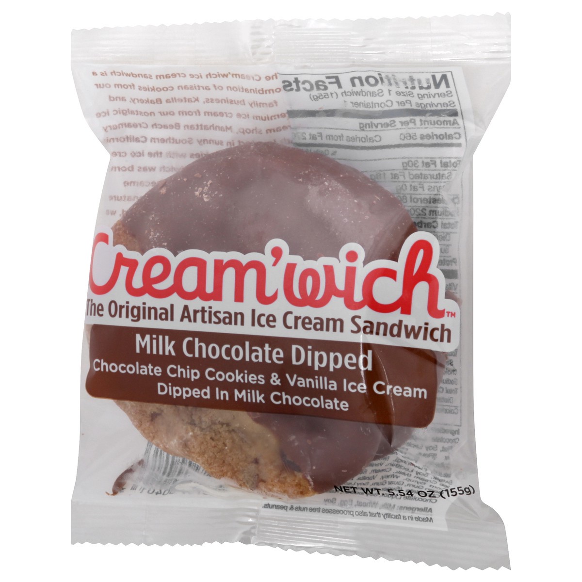 slide 5 of 9, Cream'wich Milk Chocolate Dipped Ice Cream Sandwich 5.54 oz, 5.54 oz