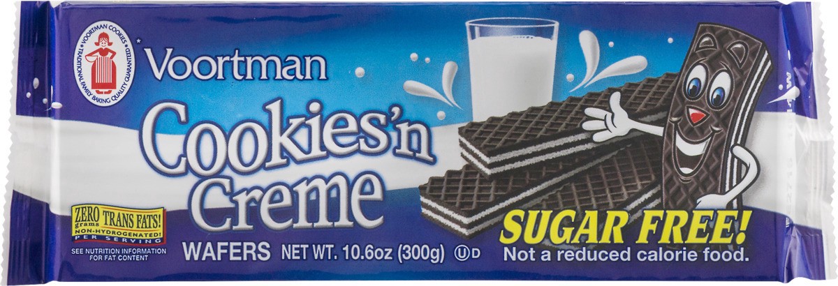 slide 8 of 9, Voortman Bakery Sugar-Free Cookies'n Creme Wafers, 10.6 oz