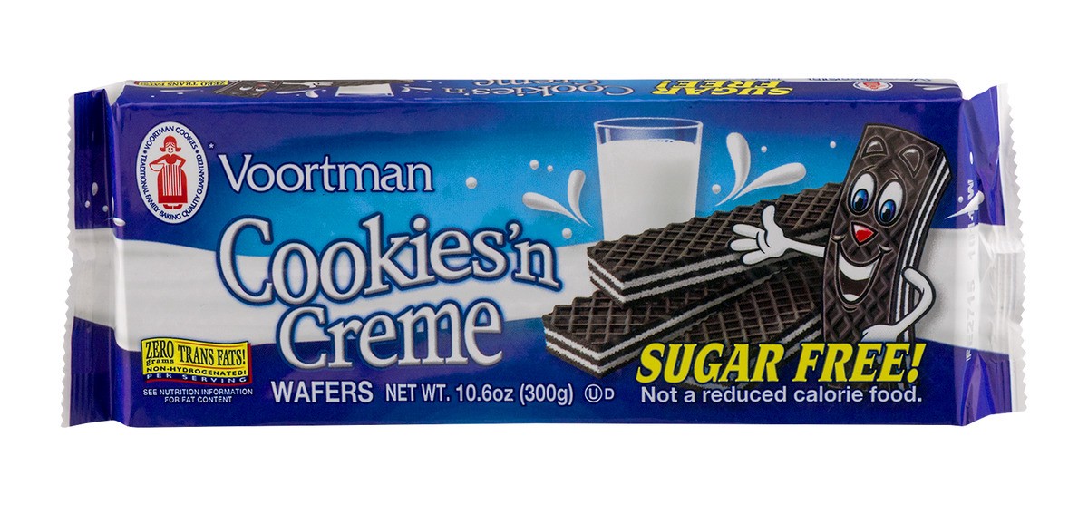 slide 1 of 9, Voortman Bakery Sugar-Free Cookies'n Creme Wafers, 10.6 oz