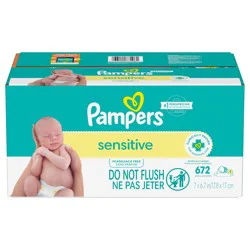 Pampers Sensitive Baby Wipes, Clinically Proven, Water Based, Hypoallergenic and Unscented Baby Wipes, 672 Baby Wipes Total (8X Flip-Top Packs)