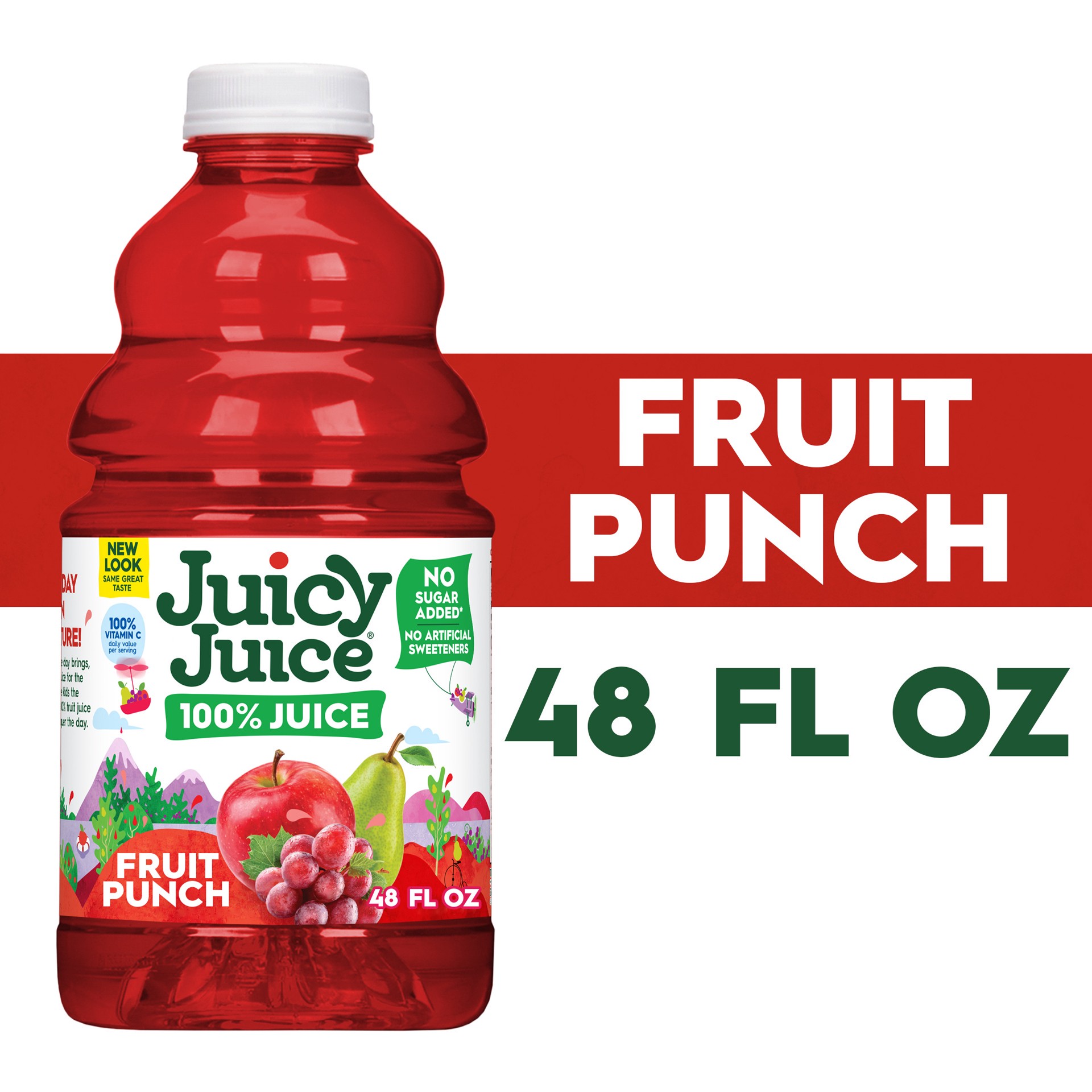 slide 1 of 9, Juicy Juice 100% Juice, Fruit Punch, 48 FL OZ Bottle, 48 fl oz