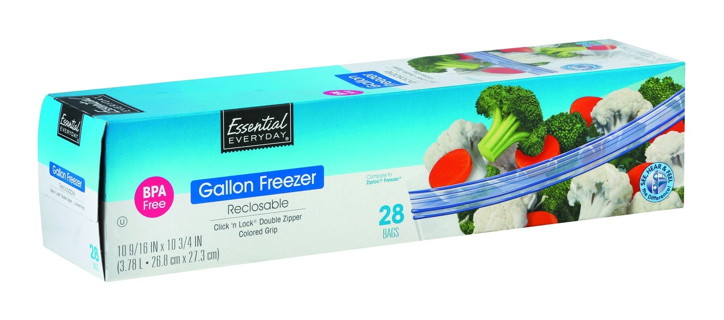 slide 1 of 1, Essential Everyday Freezer Bags, 28 ct; 1 gal