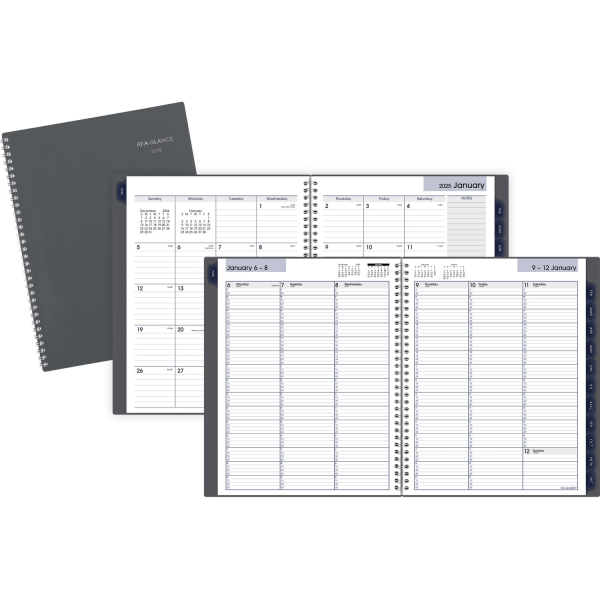 slide 2 of 4, 2025 At-A-Glance Dayminder Weekly/Monthly Planner, 8-1/2"" X 11"", Gray, January To December, Gc52007, 1 ct