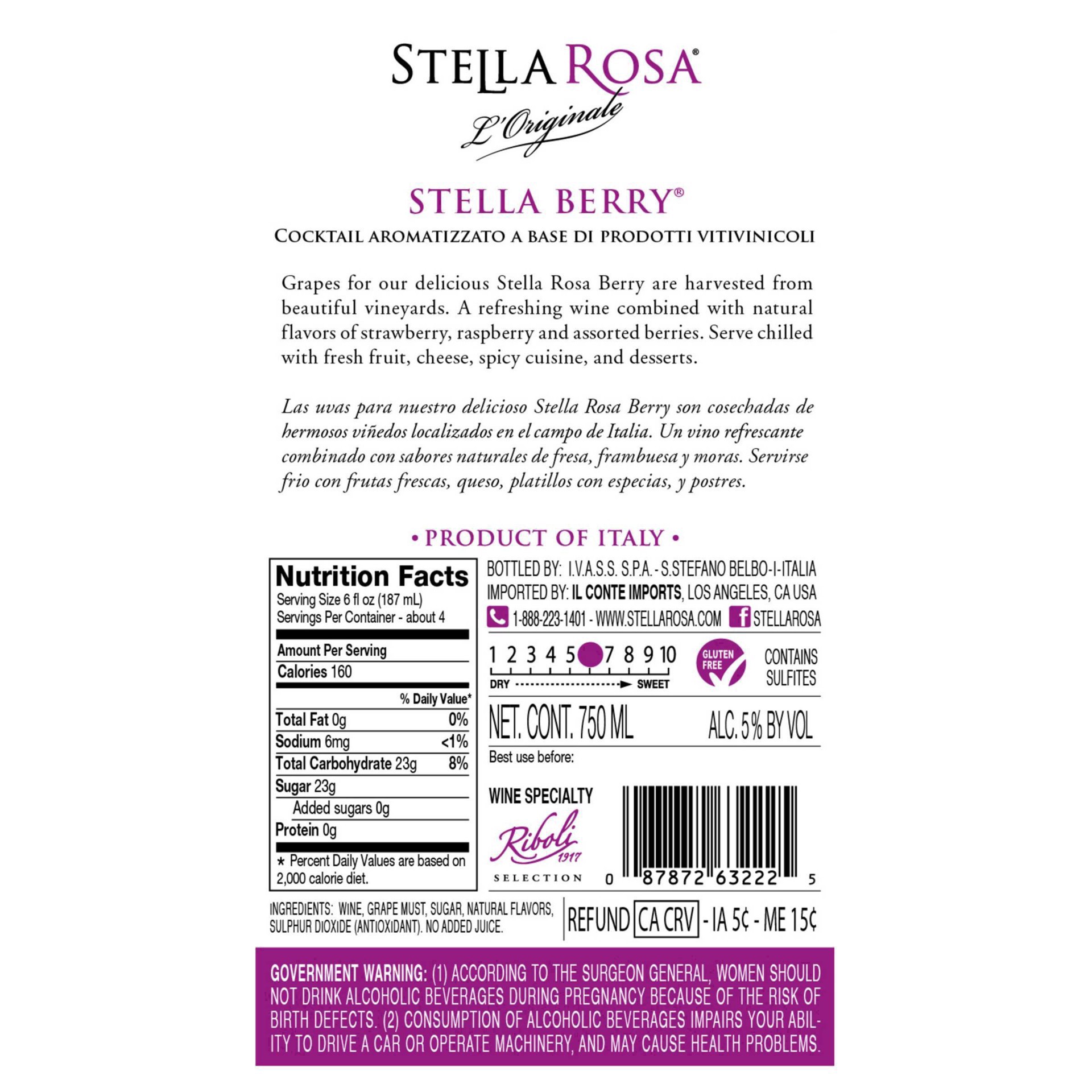 slide 29 of 79, Stella Rosa Berry Semi-Sweet Rose Wine 750 ml, 750 ml