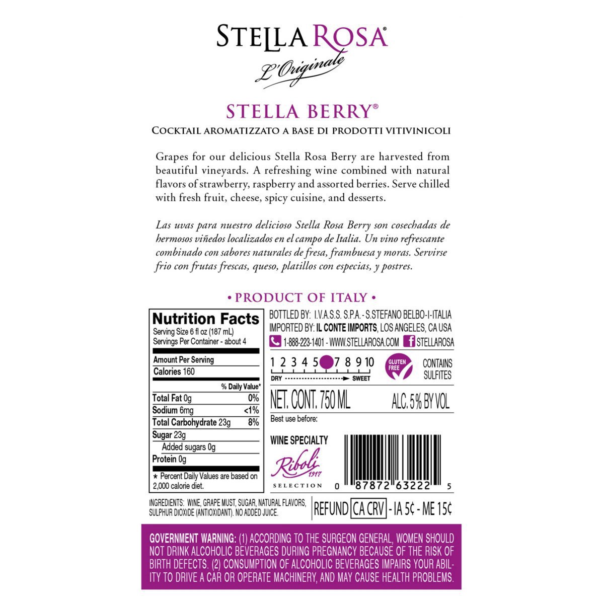 slide 68 of 79, Stella Rosa Berry Semi-Sweet Red Wine 750mL, 25.4 fl oz