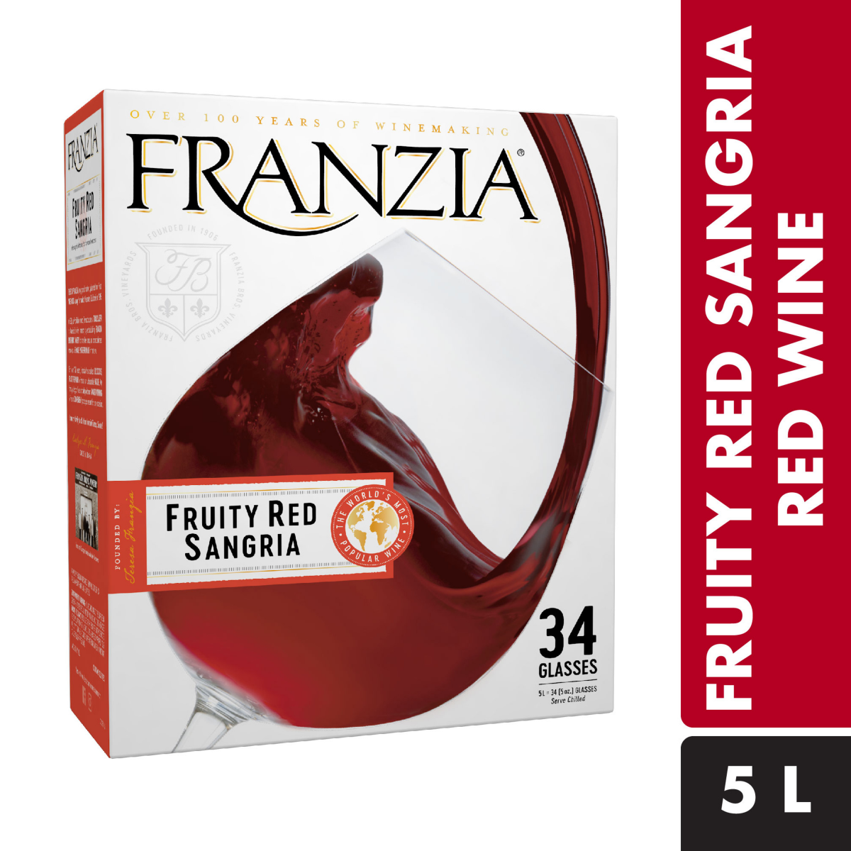 slide 1 of 7, Franzia Fruity Red Sangria House Favorites California, 5 liter