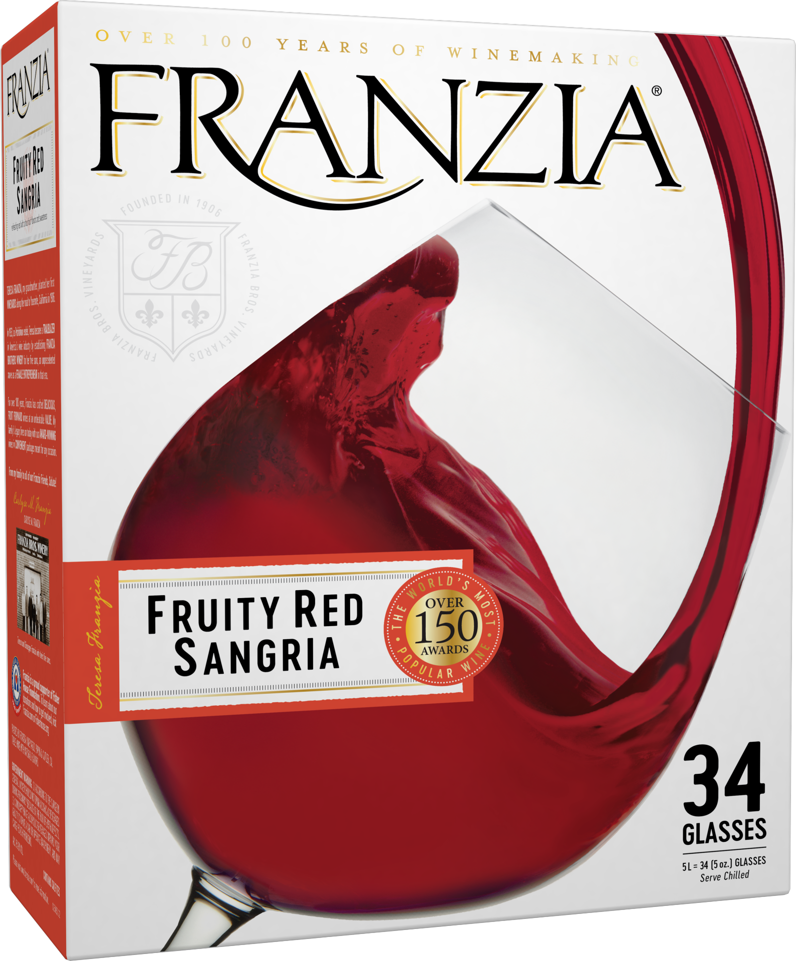 slide 1 of 4, Franzia Fruity Red Sangria Red Wine, 5 liter