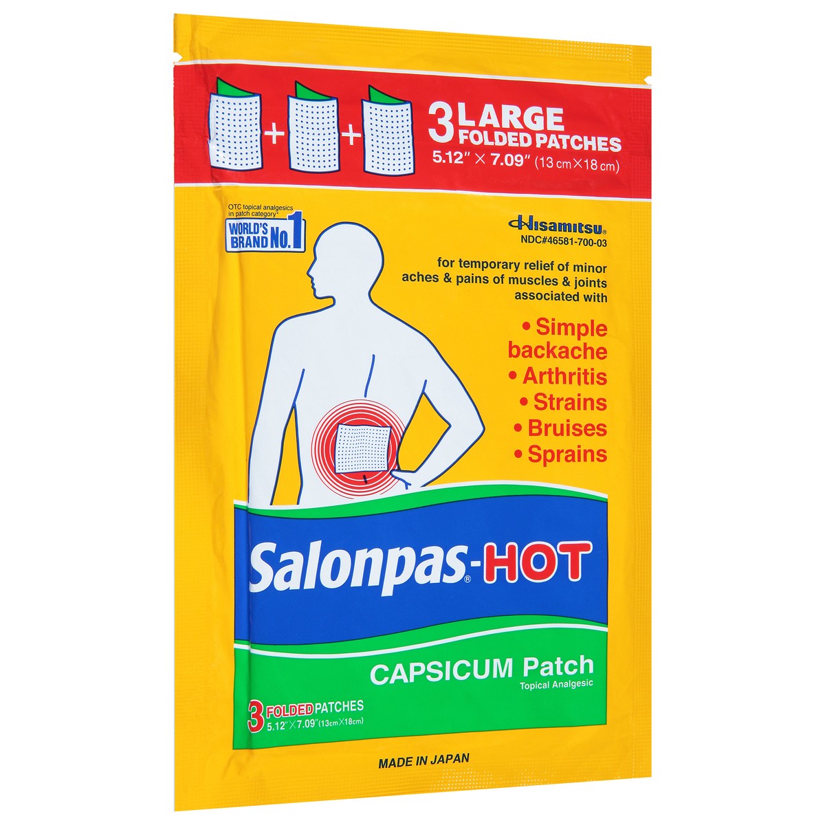 slide 5 of 9, Salonpas-Hot Folded Capsicum Patch Large 3 ea, 3 ct