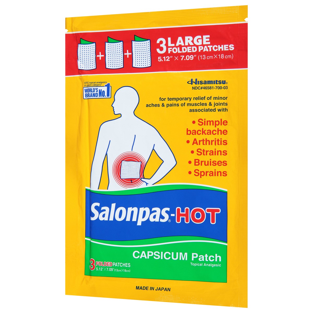 slide 6 of 9, Salonpas-Hot Folded Capsicum Patch Large 3 ea, 3 ct