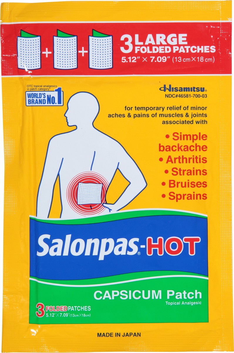 slide 8 of 9, Salonpas-Hot Folded Capsicum Patch Large 3 ea, 3 ct