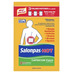 Salonpas-Hot Salonpas Hot Large, Unscented Pain Relief Patch with Capsicum, Topical Analgesic, 3 Count