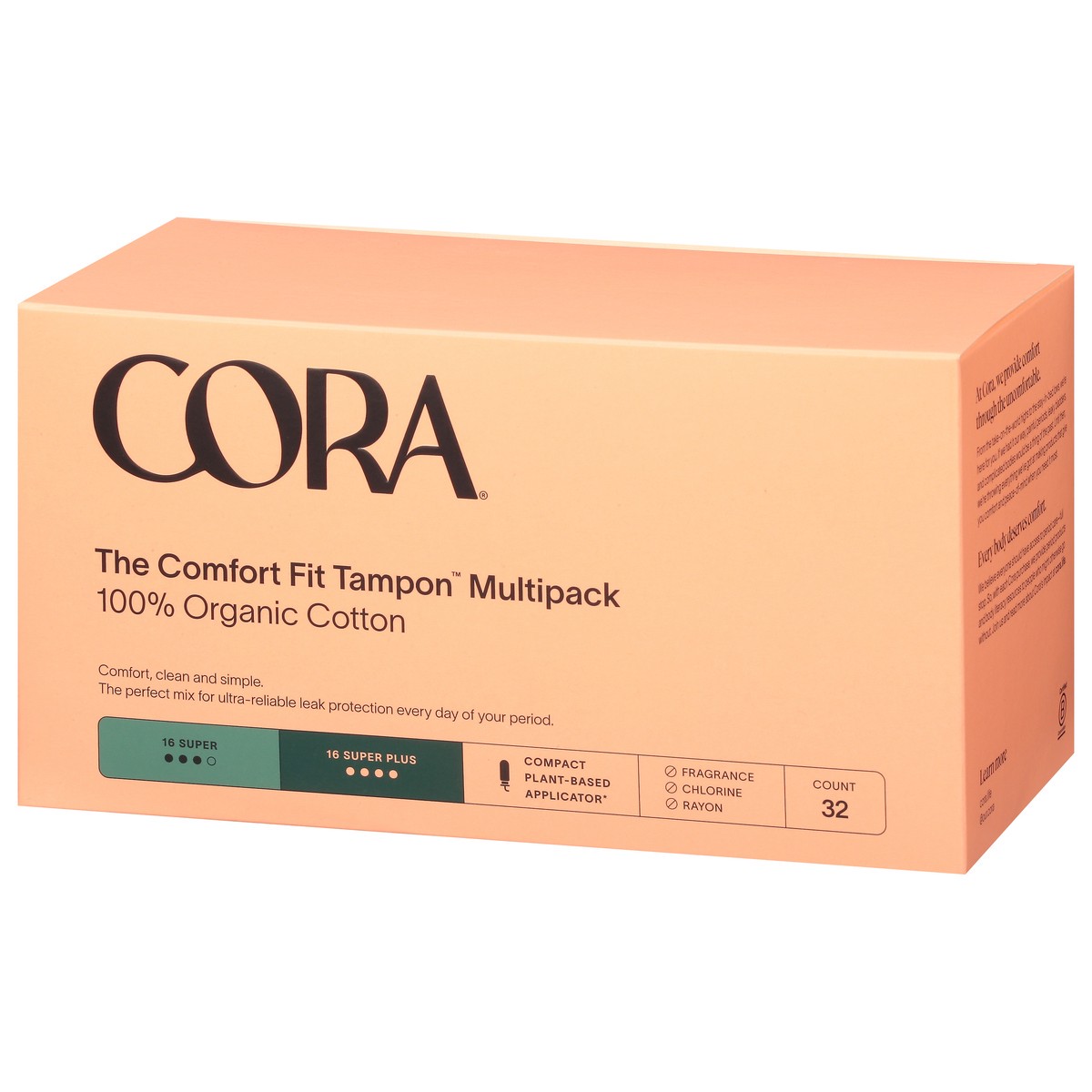 slide 9 of 9, Cora The Comfort Fit Super/Super Plus Tampons Multipack 32 ea, 32 ct