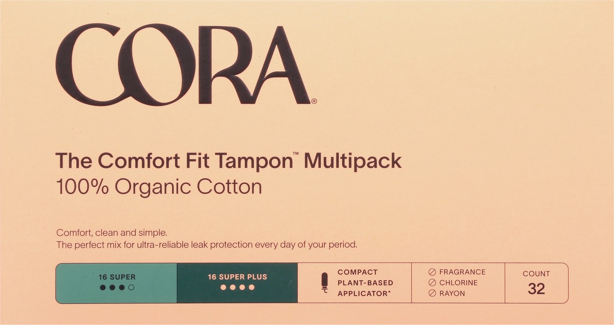 slide 5 of 9, Cora The Comfort Fit Super/Super Plus Tampons Multipack 32 ea, 32 ct