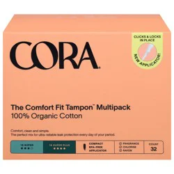 Cora The Comfort Fit Super/Super Plus Tampon Multipack 32 ct