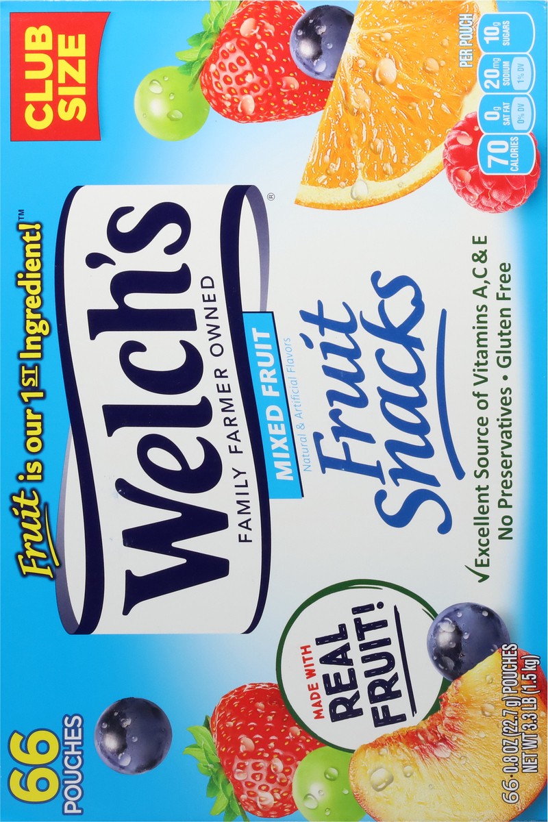 slide 9 of 9, Welch's Mixed Fruit Fruit Snacks 0.8oz Pouches - 66Ct Box, 66 ct