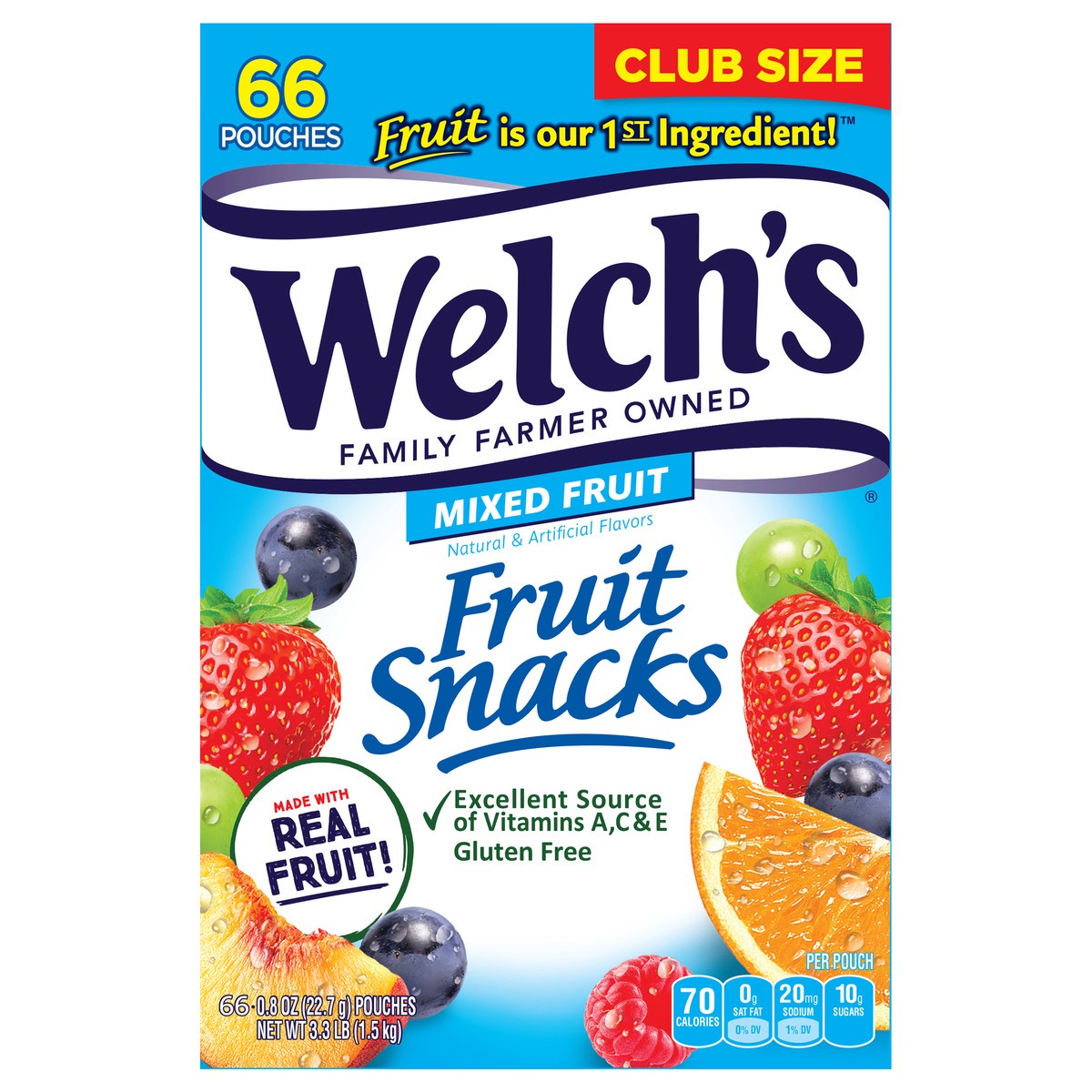 slide 1 of 9, Welch's Mixed Fruit Fruit Snacks 0.8oz Pouches - 66Ct Box, 66 ct