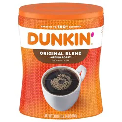 Dunkin'' Dunkin’ Original Blend Medium Roast Ground Coffee, 30 Oz. Canister