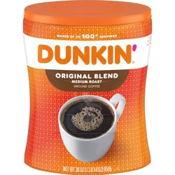 Dunkin'' Dunkin’ Original Blend Medium Roast Ground Coffee, 30 Oz. Canister