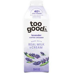 Too Good & Co. Lavender Coffee Creamer, Flavored Creamer Made with Real Milk and Cream, Tastes Great in Iced Coffee and Cold Brew, 25.4 fl oz
