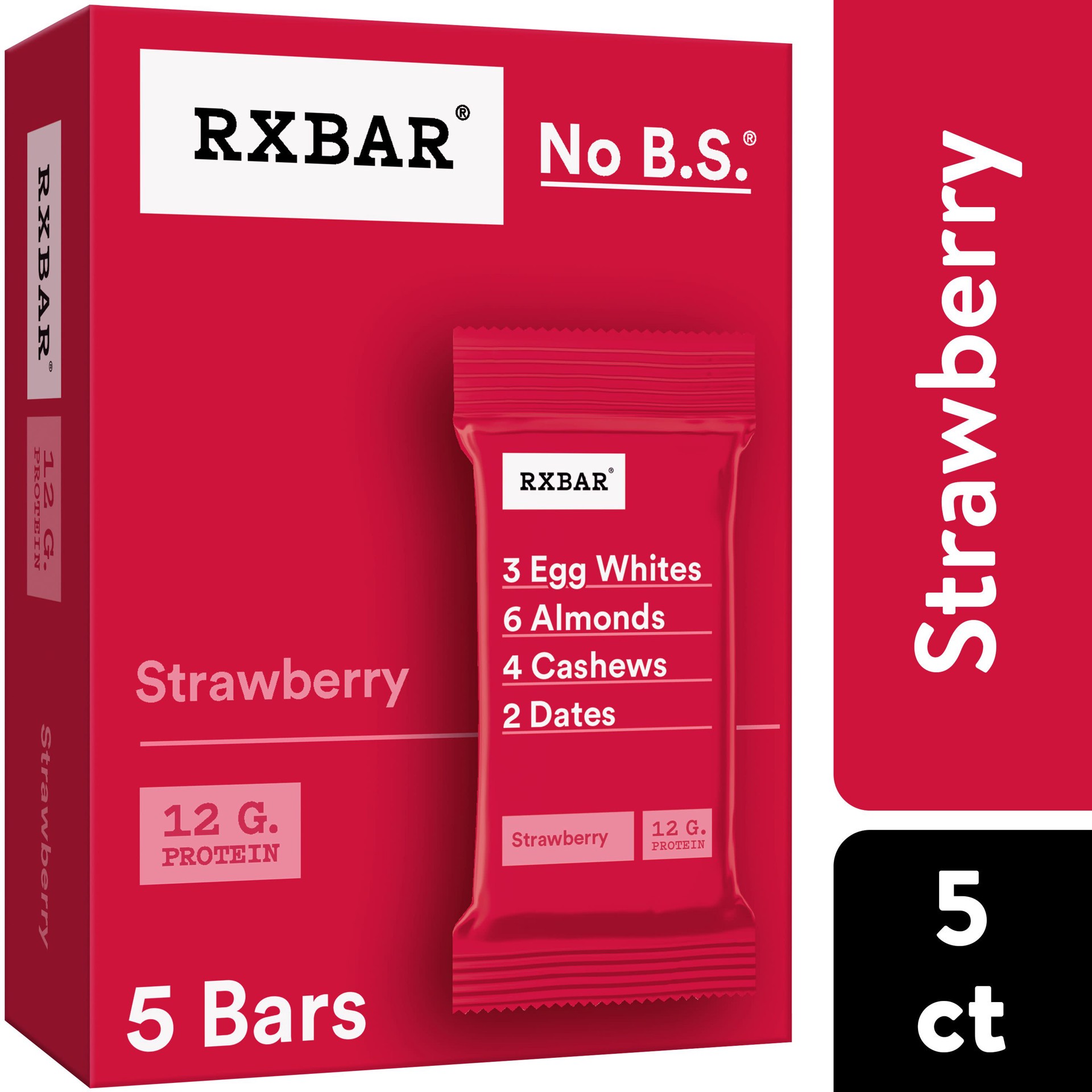 slide 1 of 5, RXBAR Protein Bars, Strawberry, 9.15 oz, 5 Count, 9.15 oz